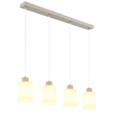 Závěsné svítidlo, kov, písková matná, sklo bílé, průhledný PVC kabel, DxŠxV: 720x100x1200mm, bez žárovek 4x E27,max. 40W 230V