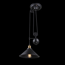 Závěsné svítidlo, černé, stará mosaz, výškově nastavitelné, 90-180 cm, Ø30cm, V:180cm, bez žárovky 1xE27, max. 60W 230V.