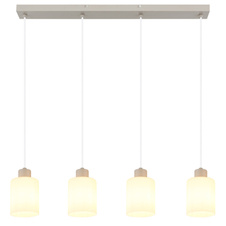 Závěsné svítidlo, kov, písková matná, sklo bílé, průhledný PVC kabel, DxŠxV: 720x100x1200mm, bez žárovek 4x E27,max. 40W 230V