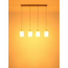 Závěsné svítidlo, kov, písková matná, sklo bílé, průhledný PVC kabel, DxŠxV: 720x100x1200mm, bez žárovek 4x E27,max. 40W 230V