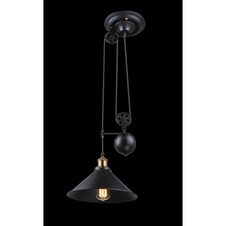 Závěsné svítidlo, černé, stará mosaz, výškově nastavitelné, 90-180 cm, Ø30cm, V:180cm, bez žárovky 1xE27, max. 60W 230V.