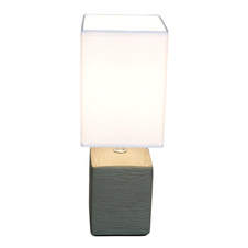 Stolní lampa, keramika hnědá, textil bílý, kabel 1,2m, vypínač, DxŠxV: včetně 13x11x29cm, bez zdroje 1xE14, max. 40W 230V.