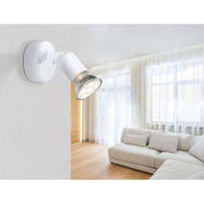 Nástěnné svítidlo, kov, bílá, otočné, včetně LED 10706, ŠxV: 7x10cm, H:14cm, včetně žárovky 1xGU10 LED 3W 230V, 250lm, 3000K.