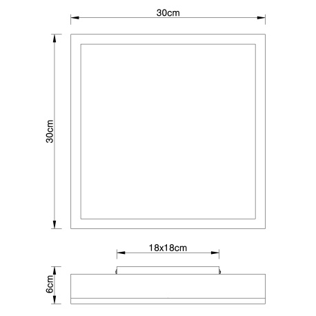 Stropní svítidlo, hliník, grafit, MDF imitace dřeva, akryl bílý, rám imitace dubu, DxŠxV: 30x30x6cm, včetně 1xLED 12W 230V, zdroj 1200lm, výstup 800lm, 3000K