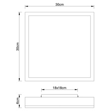 Stropní svítidlo, hliník, grafit, MDF imitace dřeva, akryl bílý, rám imitace dubu, DxŠxV: 30x30x6cm, včetně 1xLED 12W 230V, zdroj 1200lm, výstup 800lm, 3000K