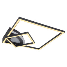 Stropní svítidlo, kov černý, plast opál, akryl bílý, 3 úrovně pomocí vypínače na stěně: vnější-vnitřní-obojí, DxŠxV: 43x43x7cm, včetně 1xLED 40W 230V, zdroj 5150lm, výstup 1400lm, 3000K