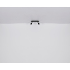 Stropní svítidlo, dřevo tmavě hnědé, kov černý, DxŠxV: 50x6x9cm, bez žárovek 4xGU10, max. 35W 230V (doporučujeme zakoupit zdroje 10804DK)