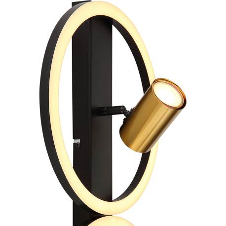 Nástěnné svítidlo kov černý matný, kov mosaz matná, plast bílý, DxŠxV:600x300x155mm, včetně LED 24W 230V, 2850lm zdroj, 1400lm výstup, 3000K, bez žárovek 2xGU10 LED 5W