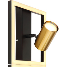 Nástěnné svítidlo kov černý matný, kov mosaz matná, plast bílý, DxŠxV:440x220x155mm, včetně LED 22W 230V, 2600lm zdroj, 1250lm výstup, 3000K, bez žárovek 2xGU10 LED 5W 230V