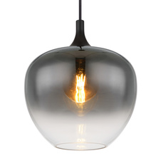 Závěsné svítidlo kov černý matný, kouřové sklo, kabel textil černý, Ø:290mm, V:1200mm, bez žárovky 1xE27 60W 230V