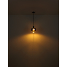 Závěsné svítidlo kov černý matný, kouřové sklo, kabel textil černý, Ø:290mm, V:1200mm, bez žárovky 1xE27 60W 230V