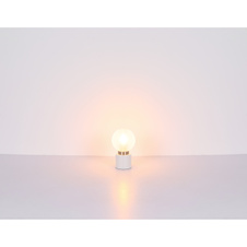 Stolní lampa, kov bílý matný, nikl, sklo bílé, satinované, kolébkový vypínač na kabelu, Ø:150mm, V:245mm, délka kabelu 1500mm, bez žárovky 1xE14, max. 25W 230V