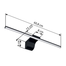 Nástěnné svítidlo kov černý matný, akryl bílý, IP44, DxŠxV:608x80x150mm, včetně LED 10W 230V, 1020lm zdroj, 560lm výstup, 4000K