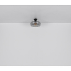 Závěsné svítidlo kov černý matný, kouřové sklo, možnost nastavení výšky, Ø:280 mm, V:1200 mm, bez žárovky 1xE27 40W 230V