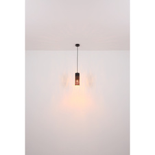 Závěsné svítidlo kov černý matný, kov černý matný, ozdobné děrování zlaté barvy, textilní kabel černý, DxŠxV:800x100x1500mm, bez žárovek 4xE27 40W 230V