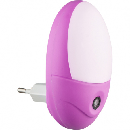 Svítidlo do zásuvky, plast růžový, soumrakový vypínač, ŠxV:65x100, H:75, včetně 4xLED 0,6W 230V, 18lm, 6500K.