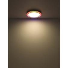 Stropní svítidlo kov bílý, zlatá, plast bílý, stmívatelné, několik úrovní pomocí nástěnného spínače, RGB duhový efekt, paměťová funkce, noční světlo, časovač, dálkové ovládání, Ø:505mm, V:75mm, LED 20W+5W RGB 230V, 65-1100lm výstup, CCT2700-6500K
