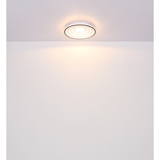 Stropní svítidlo kov bílý matný, kov černý matný, akryl opál, Ø:400mm, V:57mm, LED 24W 230V, 2500lm zdroj, 1200lm výstup, 3000K