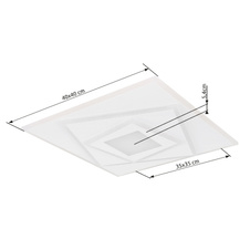 Stropní svítidlo kov bílý, akryl bílý, DxŠxV:400x400x54mm, LED 24W 230V, 3000lm zdroj, 2100lm výstup, 3000K