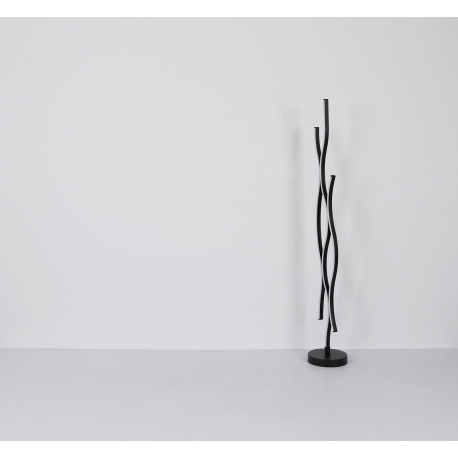 Stojací svítidlo kov černý matný, plast bílý, hliník černý matný, kabel PVC černý, vypínač, Ø:200mm, V:1350mm, délka kabelu 1800mm, LED 28W 230V, 3470lm zdroj, 1330lm výstup, 3000K