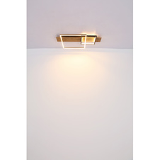 Stropní svítidlo kov černý mat, MDF imitace dřeva, hliník černý mat, plast opál, několik úrovní pomocí nástěnného spínače, paměťová funkce, 3 úrovně jasu: 100% - 40% - 10%, DxŠxV:750x400x100mm, LED 24W 230V, 2800lm zdroj, 1100lm výstup, 3000K