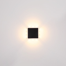 Nástěnné svítidlo kov černý matný, akryl bílý, plast čirý, ŠxV:200x200mm, H:50mm, LED 12W 230V, 1600lm zdroj, 850lm výstup, 3000K