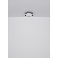 Stropní svítidlo, kov černý, plast opál, hliník černý, několik úrovní pomocí nástěnného vypínače, pam. funkce, úroveň 1: hlavní světlo, úroveň 2: světlo na boční straně, úroveň 3: obě světla, Ø:300mm V:50mm, LED 30W 230V, 1200lm výstup, 3000K