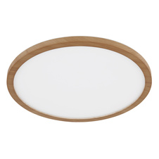 Stropní svítidlo, plast se vzhledem dřeva, satinovaný, bílý, několik úrovní přes nástěnný spínač, pam. funkce, IP44, 3 úrovně přes nástěnný spínač (100-50-10%), Ø:294mm, V:25mm, včetně LED 18W 230V, 1600lm výstup, 3000K