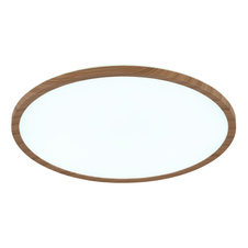 Stropní svítidlo, plast se vzhledem dřeva, satinovaný, bílý, několik úrovní přes nástěnný spínač, pam. funkce, IP44, 3 úrovně přes nástěnný spínač (100-50-10%), Ø:420mm, V:25mm, včetně LED 24W 230V, 2300lm výstup, 3000K