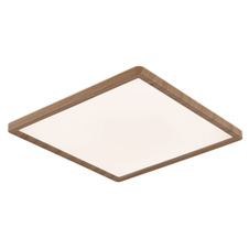 Stropní svítidlo, plast se vzhledem dřeva, plast satinovaný, bílý, několik úrovní přes nástěnný spínač, pam. funkce, IP44, 3 úrovně osvětlení přes nástěnný spínač (100-50-10%), DxŠxV:294x294x25mm, včetně LED18W 230V, 1600lm výstup, 3000K