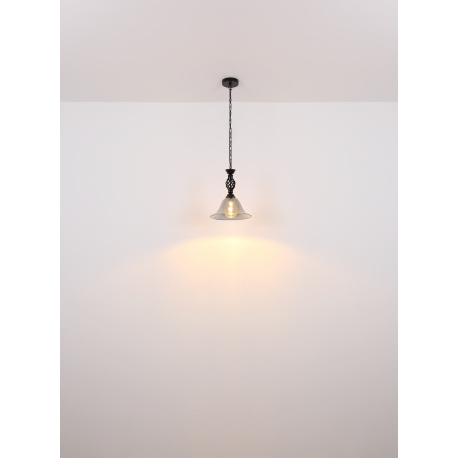 Nástěnné svítidlo, kov černý matný, sklo kouřové, ŠxV:135x185mm, H:203mm, bez žárovky 1xE27,max. 60W 230V