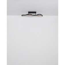 Stropní svítidlo, kov černý matný, dřevo, hliník černý, silikon bílý, DxŠxV:806x290x150mm, včetně LED 30W 230V, 3750lm zdroj, 3000K