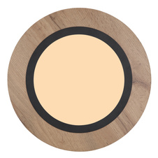 Stropní svítidlo kov černá matná, MDF imitace dřeva, plast bílý, Ø:400mm, V:45mm, LED 15W 230V, 1700lm zdroj, 800lm výstup, 3000K