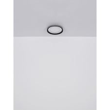 Stropní svítidlo kov bílý, akryl zrcadlový, hliník černý, stmívatelné, několik úrovní pomocí nástěnného spínače, paměťová funkce, noční světlo, dálkové ovládání, efekt "Crystal-Sand", Ø:415mm, V:60mm, LED 24W 230V, 90-1000lm, CCT2700-6000K