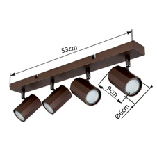 Stropní svítidlo, kov bronzový matný, hliník bronzový matný, DxŠxV:530x60x145mm, bez žárovek 4xGU10, max. 25W 230V