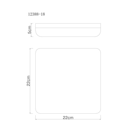 Stropní svítidlo, plast černý, plast bílý, DxŠxV:220x220x50mm, včetně LED 12W 230V, zdroj 1430lm, výstup 760lm, 4000K.