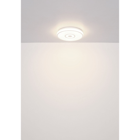 Stropní svítidlo, kov bílý, plast bílý se třpytivým efektem, chromový kroužek, ø:380mm, V:65mm, včetně LED 24W 230V, 2500lm zdroj, 1400lm výstup, 4000K