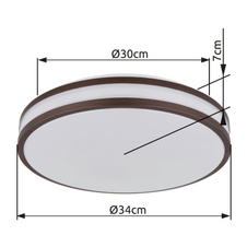 Stropní svítidlo, kov bílý, plast v barvě kávy, plast bílý, stmívatelné, fixace barev, změna a fixace RGB barev, paměťová funkce, noční světlo, dál. ovládání, ø:340mm, V:70 mm, LED 18W 230V, 50-950lm, 2700-6000K, RGB LED 5W 230V