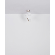 Závěsné svítidlo, kov nikl, skleněné koule bílé, černý PVC kabel, výškově nastavitelné, ø:550mm, V:1200mm, včetně žárovek 7x G9 LED, 3.5W 230V, zdroj 350lm, výstup 310lm, 3000K