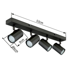 Stropní svítidlo, kov šedý matný, hliník šedý matný, DxŠxV:530x60x145mm, bez žárovek 4xGU10, max. 25W 230V