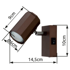 Nástěnné svítidlo, kov bronzový matný, hliník bronzový matný, ŠxV:70x140mm, H:145mm, bez žárovky 1xGU10, max. 25W 230V