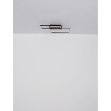 Stropní svítidlo, kov černý, hliník zlaté barvy, akryl bílý, DxŠxV:620x270x82mm, včetně LED 40W 230V, 4000lm zdroj, 1400lm výstup, 3000K