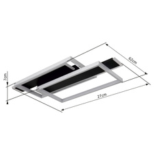 Stropní svítidlo, kov černý, hliník zlaté barvy, akryl bílý, DxŠxV:620x270x82mm, včetně LED 40W 230V, 4000lm zdroj, 1400lm výstup, 3000K