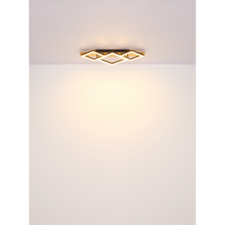 Stropní svítidlo, matný černý kov, MDF s imitací tmavého dřeva, plast černý, plast bílý, DxŠxV:520x467x60mm, včetně LED 18W 230V, 1850lm zdroj, 950lm výstup, 3000K