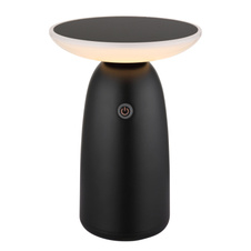 Solární svítidlo, hliník černý mat, plast černý mat/bílý, dotykový stmívač, paměť, bez adaptéru, baterie. CR18650 1800mAh 3,7V, IP54, nabíjení: USB-C 5h / solární 8h, ø:16cm, V:22,5cm, LED 10W, 230V, zdroj 100-1000 lm, výkon 50-500 lm, 3000K