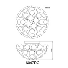 Stropní svítidlo, chromovaný kov, čiré krystaly K9, ø: 390mm, V: 220mm, bez žárovek 10xG9, max. 7W 230V