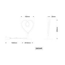 Stolní lampa, kov červený matný, hliník červený matný, silikon bílý, PVC kabel černý, kolébkový vypínač na kabelu, DxŠxV: 160x100x235mm, délka kabelu 1500mm, včetně LED 6W 230V, zdroj 450lm, výkon 250lm, 3000K