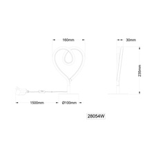 Stolní lampa, kov bílý, hliník bílý, silikon bílý, PVC kabel bílý, kolébkový vypínač na kabelu, DxŠxV: 160x100x235mm, délka kabelu 1500mm, včetně LED 6W 230V, zdroj 450lm, výkon 250lm, 3000K