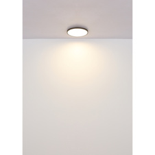 Stropní svítidlo, plast černý matný, bílý, také směrem nahoru "zadní světlo", ø: 230mm, V: 35,5mm, včetně LED 15W 230V, zdroj 1300lm, výkon 650lm, 4000K