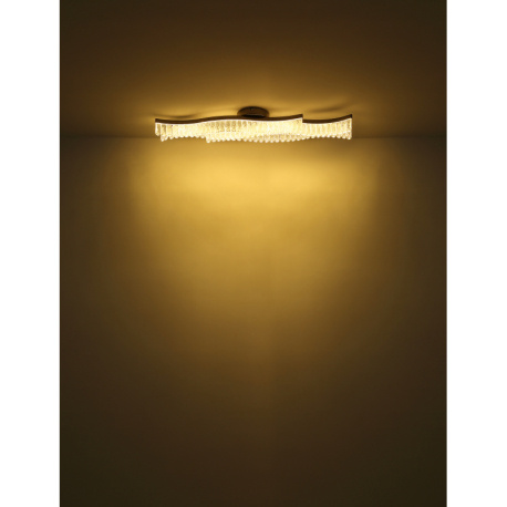 Stropní svítidlo, matný zlatý kov, čiré akrylové křišťály, DxŠxV: 1080x180x130mm, včetně LED 35W 230V, zdroj 4480lm, výkon 1560lm, 3200K
